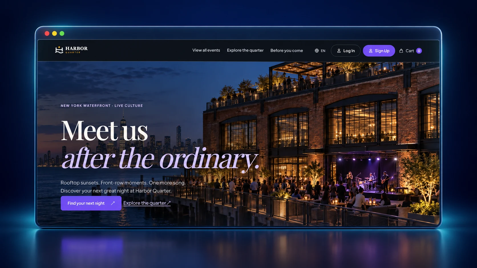 Harbor Quarter demo workspace, showing event operations in Everlage